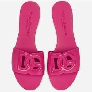 Dolce & Gabbana Rubber Beachwear Sliders Slides Sandals Fuchsia Pink 39